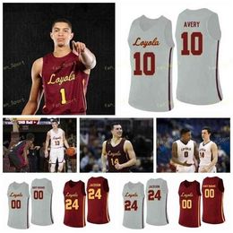 Sj NCAA College Loyola Chicago Ramblers Basketball Jersey 0 Donte Ingram Wojcik 1 Lucas Williamson 10 Tom Welch Cousu sur mesure