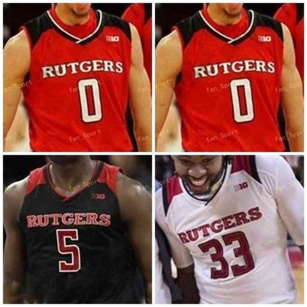 Sj NCAA College Rutgers Scarlet Knights Basketball Jersey 10 Sj ey Downes 11 Mamadou Doucoure 13 Shaq Carter 15 Myles Sj hnson Cousu sur mesure