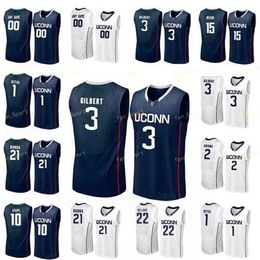 Sj NCAA College Uconn Huskies Basketball Jersey 2 Gianna Bryant 2 James Bouknight 2 Tarin Smith 21 Mamadou Diarra Cousu sur mesure