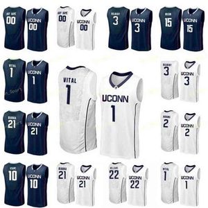 Sj NCAA College Uconn Huskies Basketball Jersey 45 Omotayo Aiyegbusi 5 Isaiah Whaley 12 Drummond 15 Walker 34 Allen 22 Gay Custom Stitched