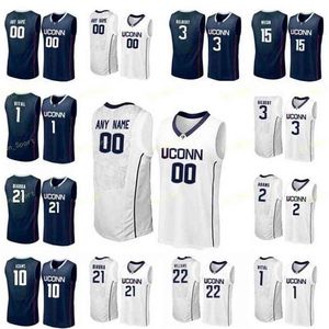 SJ NCAA College UConn Huskies Basketball Jersey 12 Tyler Bryant 12 Tyler Polley 14 Kassoum Yakwe 15 Sidney Wilson Custom Stitched