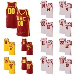 Sj NCAA College USC Trojans Basketball Jersey 15 Isaiah Mobley McKay Anderson 2 Sj nah Mathews 20 Ethan Anderson Cousu sur mesure