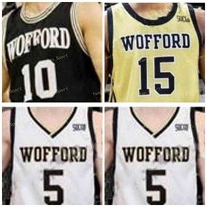 SJ NCAA College Wofford Terriers Basketball Jersey 25 Messiah SJ Nes 31 Donovan Theme Love 33 Cameron Jackson 50 Matthew Pegram Custom Stitched