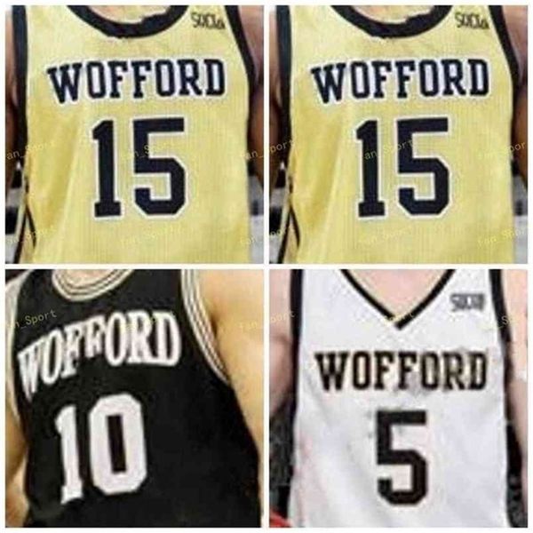 SJ NCAA College Wofford Terriers Basketball Jersey 5 Storm Murphy 10 Nathan Hoover 11 Ryan Larson 12 Alex Michael cousu sur mesure
