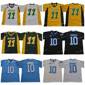 SJ NCAA NDSU Bison College 11 Carson Wentz Jersey Men North Carolina Tar Heels Football 10 Mitchell Trubisky Jerseys UNC Black Blue White Green