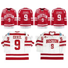 SJ NCAA ondertekende Boston University Jersey 9 Jack Eichel Red White 100% ing Custom Hockey Jerseys