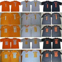 Sj NCAA Tennessee Volunteers 16 Peyton Manning Trikot Herren Jason Witten 1 Jalen Hurd 11 Sj Shua Dobbs College SEC Herren Orange Grau Weiß genäht