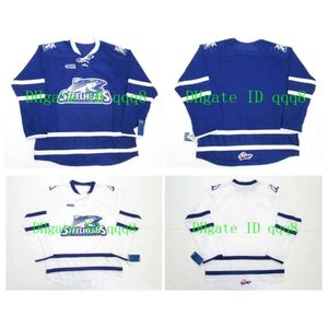 SJ OHL Mississauga Steelheads Blanco Blanco Cualquier número de nombre 100% Ing Jerseys de hockey personalizado