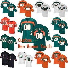 Sj t NCAA College Jerseys Miami Hurricanes 5 N'Kosi Perry 52 Ray Lewis 55 Shaquille Quarterman 6 Mark Pope Futebol Personalizado Costurado