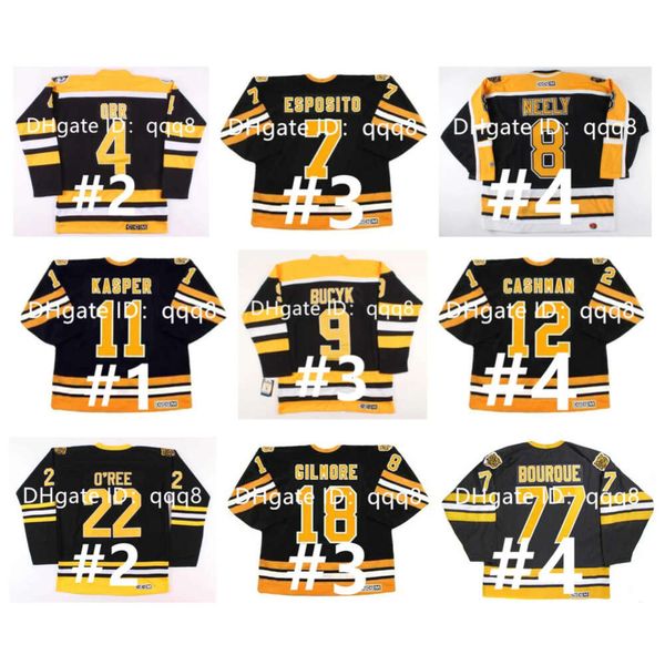 SJ vintage CCM Bruins Hockey Jerseys Happy Gilmore Bobby Orr Willie O'REE Terry O'Reilly Andy Moog Raymond Bourque Jonathan Phil Esposito Cam