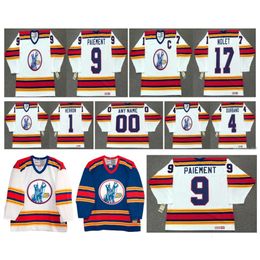 SJ Vintage Kansas City Scouts Jersey 1 Denis Herron 4 Steve Durbano 9 Wilf Pailement 17 Simon Nolet Nom de nom personnalisé blanc rétro CCM Hockey