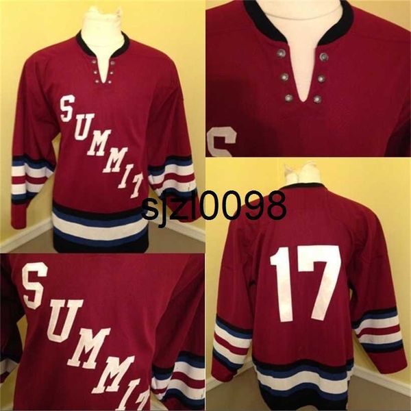 Sj98 # 17 Summit High School New Jersey Hockey Jersey 100% Bordado cosido s Hockey Jerseys Red VINTAGE