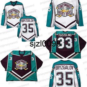 Sj98 1999-2000 Cincinnati Mighty Ducks Jersey Hockey 8 Sean Avery 33 Tony Tuzzolino 35 Iilya Bryzgalov Duck Maillots de Hockey sur Glace Noir Blanc S-3XL