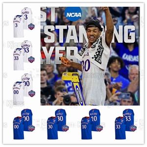 SJ98 2022 NCAA Nationale kampioenen Kansas Jayhawks 30 Ochai Agbaji Jersey 2 Christian Braun 10 Jalen Wilson 33 David McCormack 11 Remy Martin 0