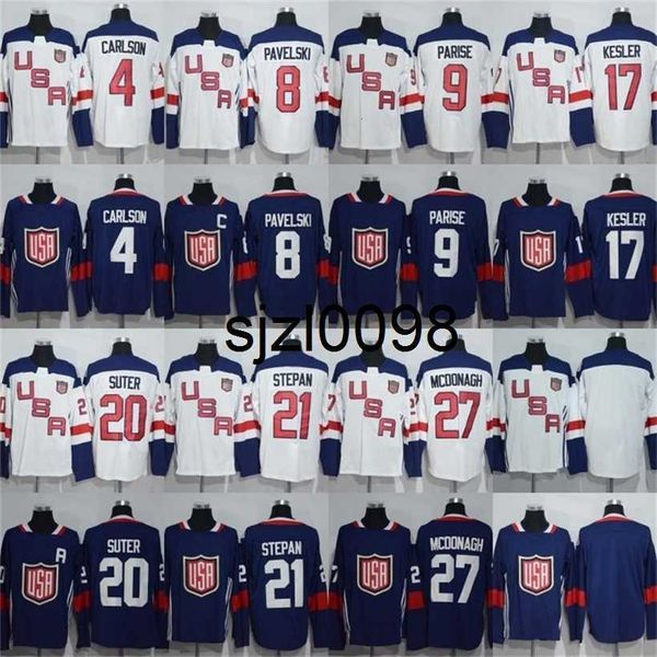 Sj98 4 John Carlson 8 Joe Pavelski 9 Zach Parise 17 Ryan Kesler Jersey 2016 World Cup of Hockey Team USA Hockey Jersey Cheap