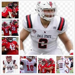 Sj98 Custom College Ball State 9 Drew Plitt 2 Caleb Huntley 86 Miller 1 Antwan Davis 15 Riley Neal 11 Justin Hall Maillots de football