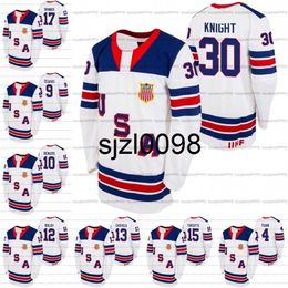 Maillot Sj98 Custom USA 2021 IIHF WJC Gold Winner Spencer Knight Trevor Zegras Alex Turcotte Hunter Skinner Matthew Beniers Boldy Cole Caufield