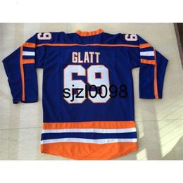 Sj98 Goon Hockey Jersey 100% Cousu # 69 Doug The Thug Glatt Jersey GOON Film Hockey Halifax Maillots Bleu