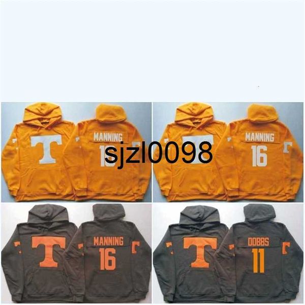 Sj98 Hommes Tennessee Volunteers Jersey 16 Peyton Manning 11 Joshua Dobbs Chandails De Hockey Sweats À Capuche De Haute Qualité