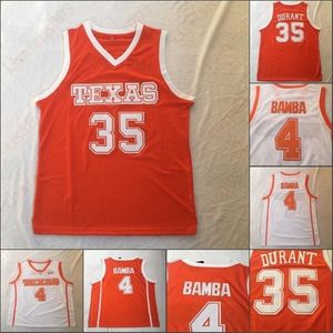 Sj98 NCAA Texas Longhorns Stitched College Basketball 35 Kevin Durant 4 Mohamed Bamba blanco naranja hombres camisetas