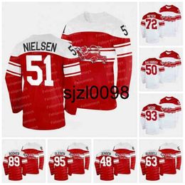 Maillot de hockey Sj98 Team Danemark 2022 Nick Olesen Peter Regin Mikkel Bodker Nicolai Meyer Mathias Bau Nicholas Jensen Oliver Larsen Jesper Jensen