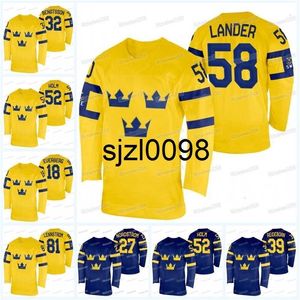 Sj98 Team Zweden 2022 Winter Hockey Jersey Max Friberg Marcus Kruger Dennis Everberg Pontus Holmberg Lucas Wallmark Lars Johansson Linus