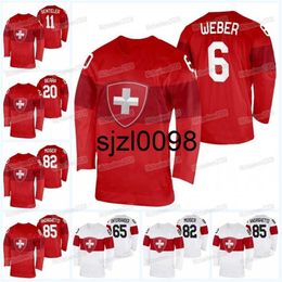 Maillot de hockey Sj98 Team Suisse 2022 Reto Berra Michael Fora Mirco Muller Yannick Weber Santeri Alatalo Sven Andrighetto Simon Moser