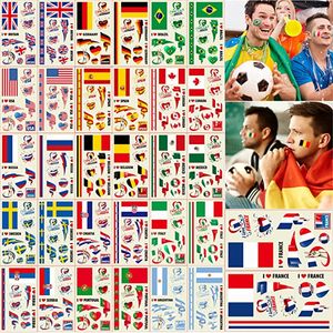 SJB 39 National Flag Tattoo Tijdelijke stickers Qatar World Soccer Cup Voetbal Match Body Art Decoration American Mexicaanse vlag Tatoeages voor mannen Vrouwen kinderen