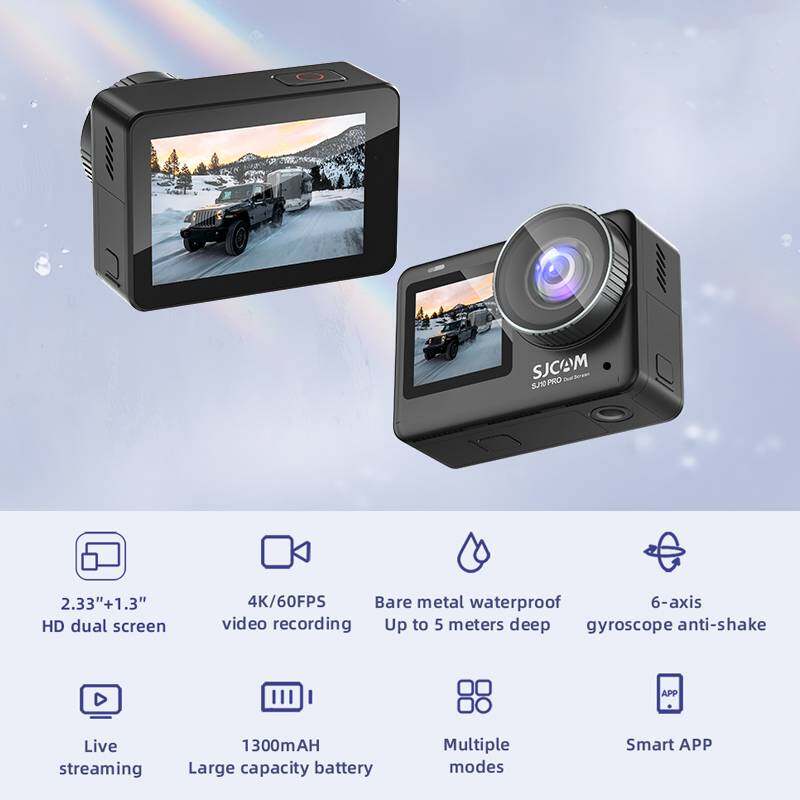 SJCAM SJ10 Pro Dual Screen Switching 4K/60fps Action Camera H22 CHIPSET Förläng MIC LIVE STREAMO GYRO EIS WiFi Remote Sports DV Video