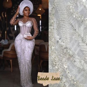 SJD African Mesh Beads Fabric de lace