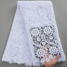 SJD Lace African Guipure Cord Lace Fabrics 2024 Alta calidad 3039 Bordado de tela de encaje soluble en agua blanca para vestidos de novia 240408
