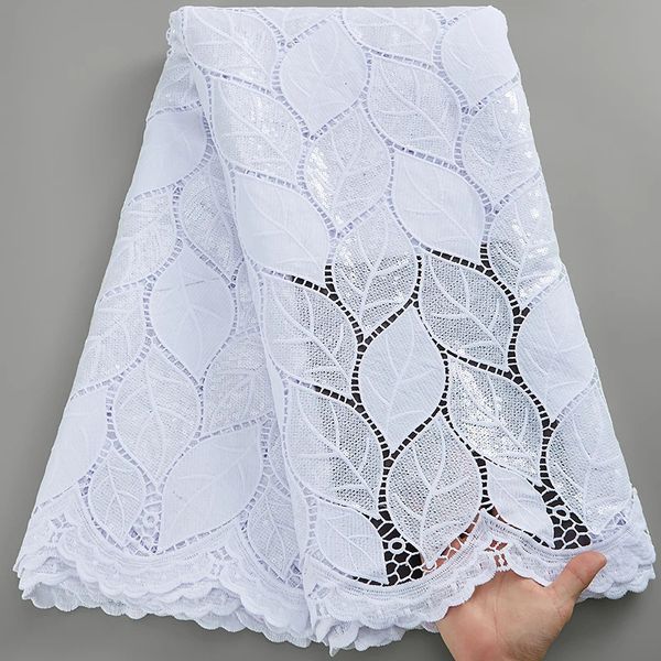 SJD Lace African Guipure Cord Cordon en dentelle avec paillettes 2024 Tissu de dentelle nigériane de haute qualité pour robe de mariée Birdal DIY A3022 240420