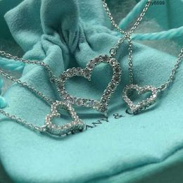 Sjez Pendant Necklaces S925 argent Sterling Tiffanynet lumière luxe amour incrusté de diamant collier femme en forme de coeur collier en or blanc pendentif coeur Clavi