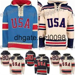 SjSj98 1980 Miracle On Team Usa Maillots de Hockey sur Glace Hockey Jersey Hoodies Personnalisé N'importe Quel Nom N'importe Quel Numéro Cousu Sweat à Capuche Sport Pull