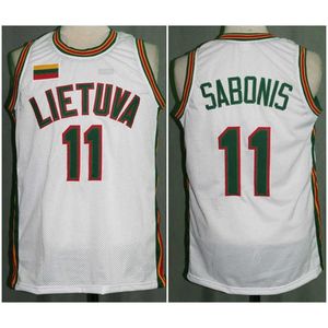 Sjzl98 # 11 Arvydas Sabonis Team Lietuva Lituanie Retro Classic Basketball Jersey Hommes Broderie Cousue Personnalisée n'importe quel numéro et nom