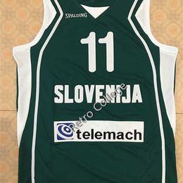 Sjzl98 # 11 Goran Dragic Eslovenia EuroBasket 2011 Trikot Camiseta Retro Baloncesto Jersey Hombres Cosido Personalizado Cualquier Número Nombre Jerseys