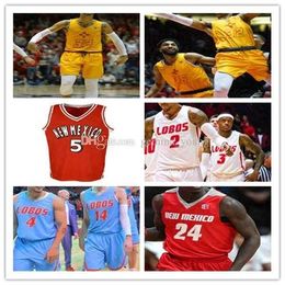 Sjzl98 2021 College New Mexico Lobos Basketball Jersey personnalisé JaQuan Lyle Corey Manigault Zane Martin Makuach Maluach Vance Jackson Bragg Jr. 4XL