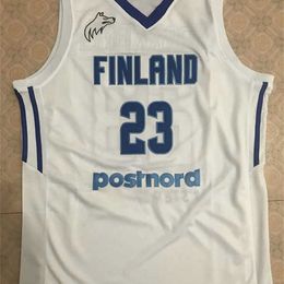 SJZL98 23 Lauri Markkanen Finland Team National Basketball Jersey Blue, White ou Custom tout joueur pour n'importe quel nom Broidery Men Jerseys