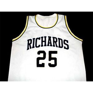 Sjzl98 # 25 DWYANE WADE RICHARDS Camisetas de baloncesto de la escuela secundaria Blanco Retro Clásico Hombres cosidos Número y nombre personalizados Jerseys