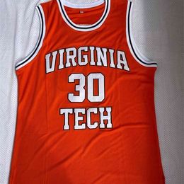 SJZL98 30 Dell Curry Virginia Tech University Hokies College Basketball Jerseys Mens Stitched Embroidery
