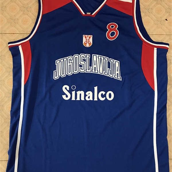 Sjzl98 # 8 peja stojakovic Jugoslavija maillot de basket-ball rétro national broderie cousue personnalisé n'importe quel numéro et nom maillot