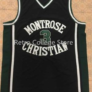 SJZL98 Heren Kevin Durant # 3 Montrose Christian Middelbare school White Black Retro Throwback Basketball Jersey gestikt elk nummer en naam