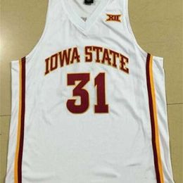 SJZL98 Mens 31 Georges Niang Iowa State Red White Yellow Basketball Jersey Custom Elk nummer en Naam Jerseys Stitched Embroidery