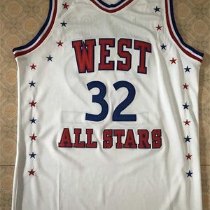 Sjzl98 mens # 32 Magic Johnson 1983 All Star West Basketball Jersey Personnalisez n'importe quel nom et numéro