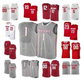 Sjzl98 NCAA College Ohio State Buckeyes Maillot de basket-ball 0 Russell 1 Conley Luther Muhammad 10 Justin Ahrens 11 Jerry Lucas cousu sur mesure