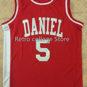 SJZL98 Pete Maravich # 5 Daniel High School Navy Blue Retro Throwback Basketball Jersey Pas elk maatnummer en de naam van de speler aan