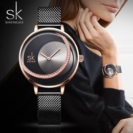 Top kwaliteit SK Fashion Luxe Merk Vrouwen Quartz Horloge Creatieve Dunne Dames Polshorloge Voor Montre Femme Vrouwelijke Klok relogio feminino