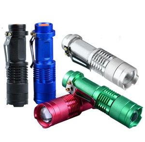 SK68 xpe Q5 LED lampe de poche tactique Zoom mini torche portable lumières lanterne de Camping en plein air lampe de pêche lumières de randonnée de voyage avec clip pour stylo