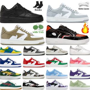 SK8 Männer Frauen Freizeitschuhe Designer Damen Sta Low Sneaker Court Nigo Bapedstaes Plateauschuh Herren Shark Schwarz Weiß Lack Grau Leder Grün Damen Trainer