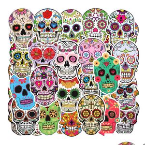 Accessoires de skate 50pcs Halloween sucre Skl autocollants étanche vinyle pour skateboard ordinateur portable Lage vélo moto téléphone voiture décalcomanies P Otdyj